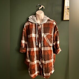 Maurices Brown and White Plaid Button Down Shirt